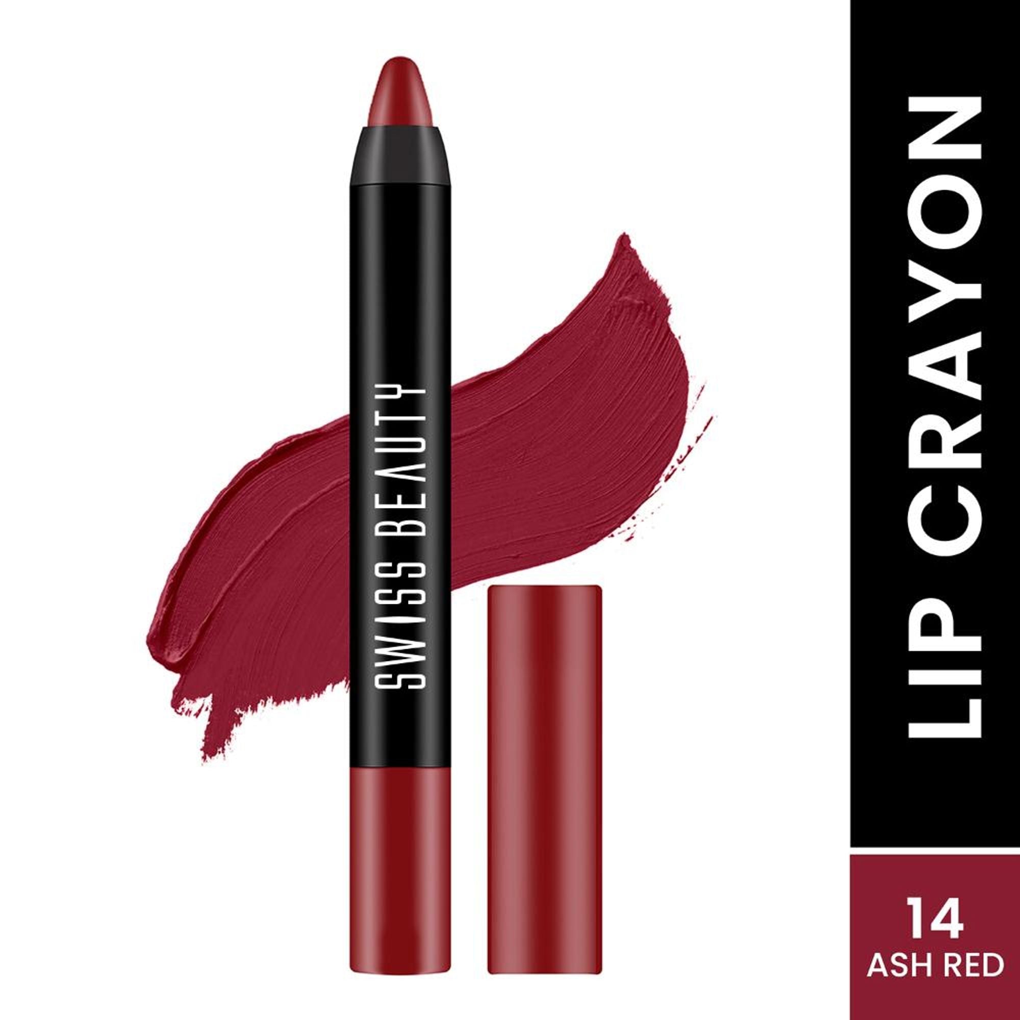 Swiss Beauty Matte Long Lasting Stay Maxx Lip Crayon Lipstick Matte Finish - Ash Red