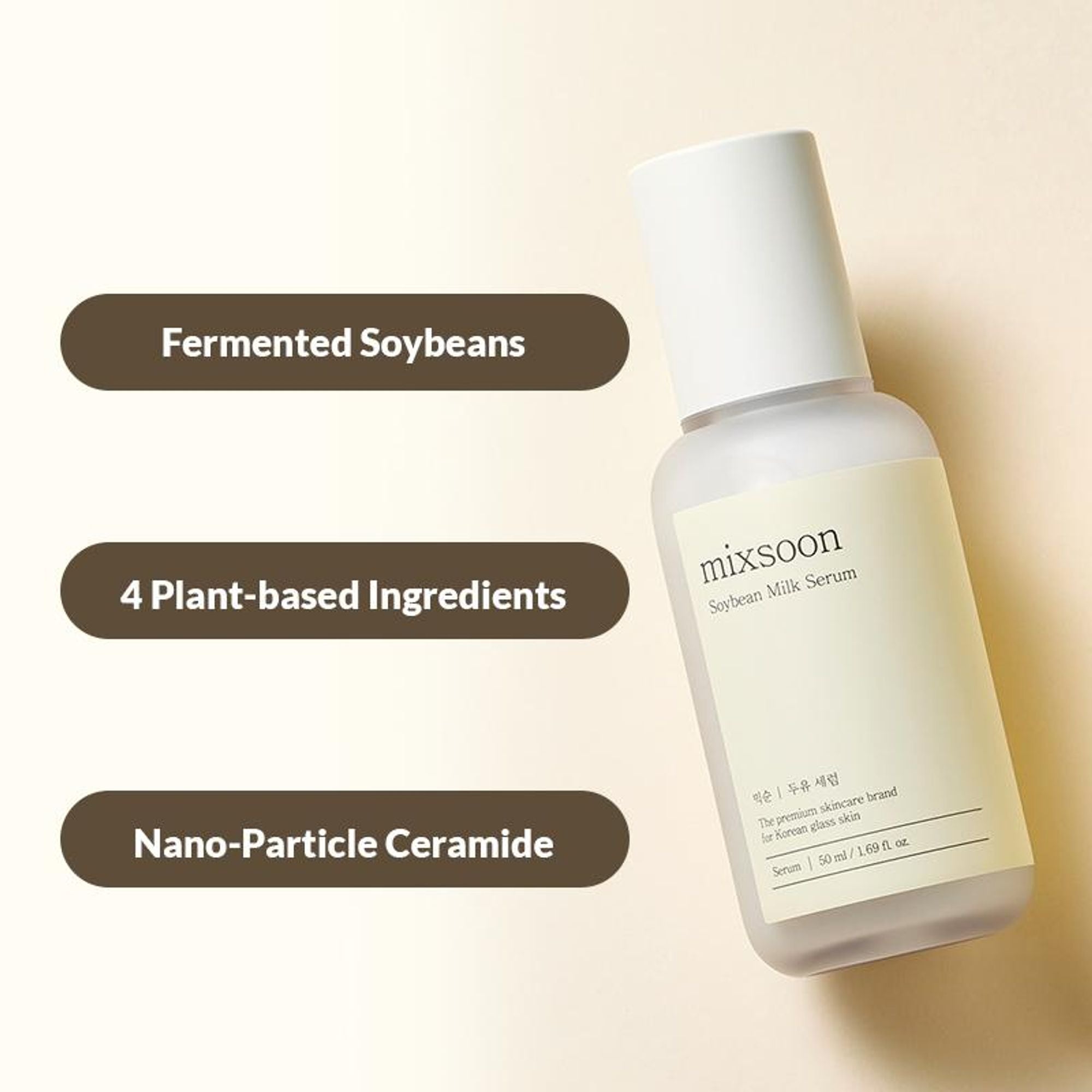 Mixsoon Korean Soybean Milk Serum, Hydrates & Smoothens Dry, Dull Skin with Fermented Soy Proteins