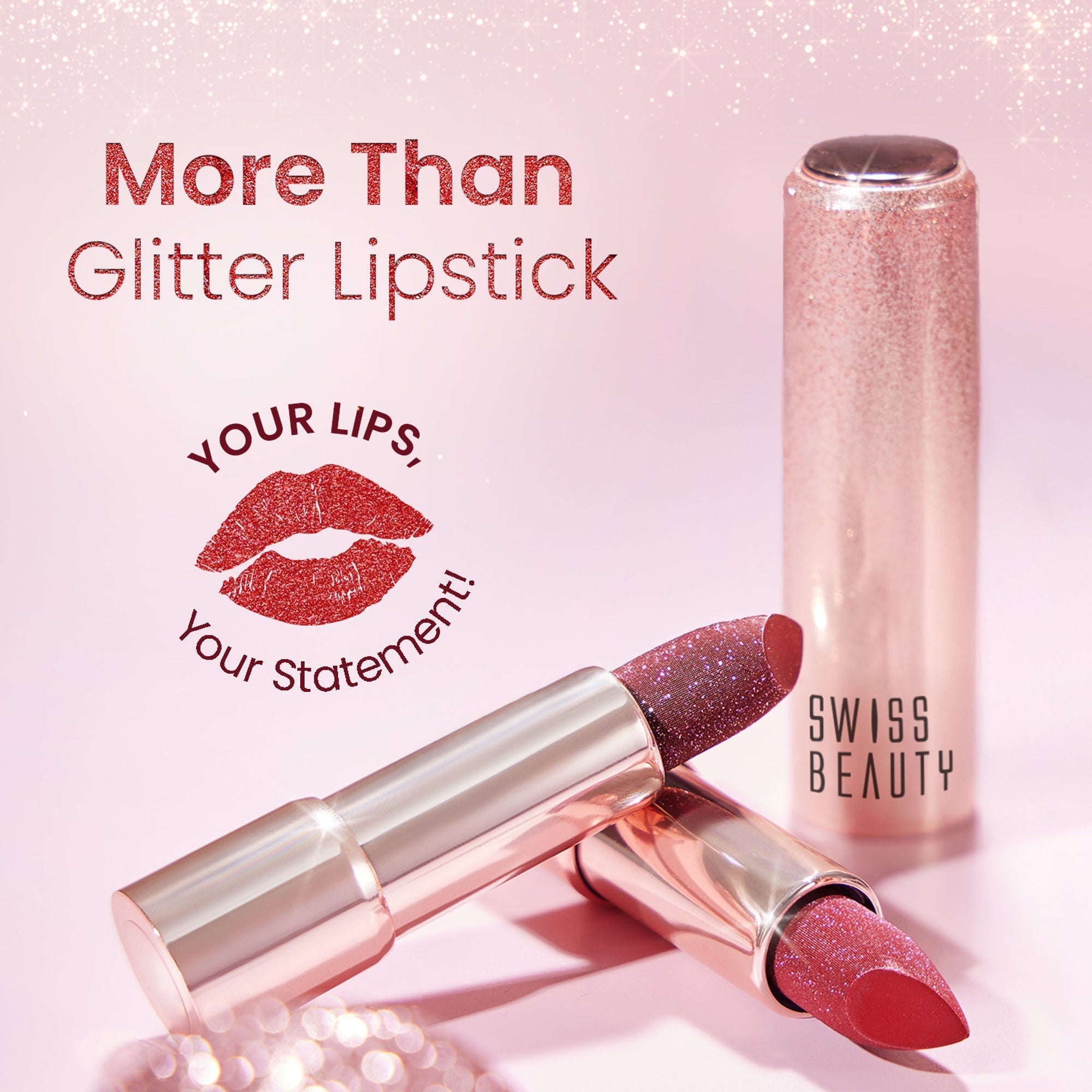 Swiss Beauty More Than Glitter Lipstick - 4 Glitter Rose