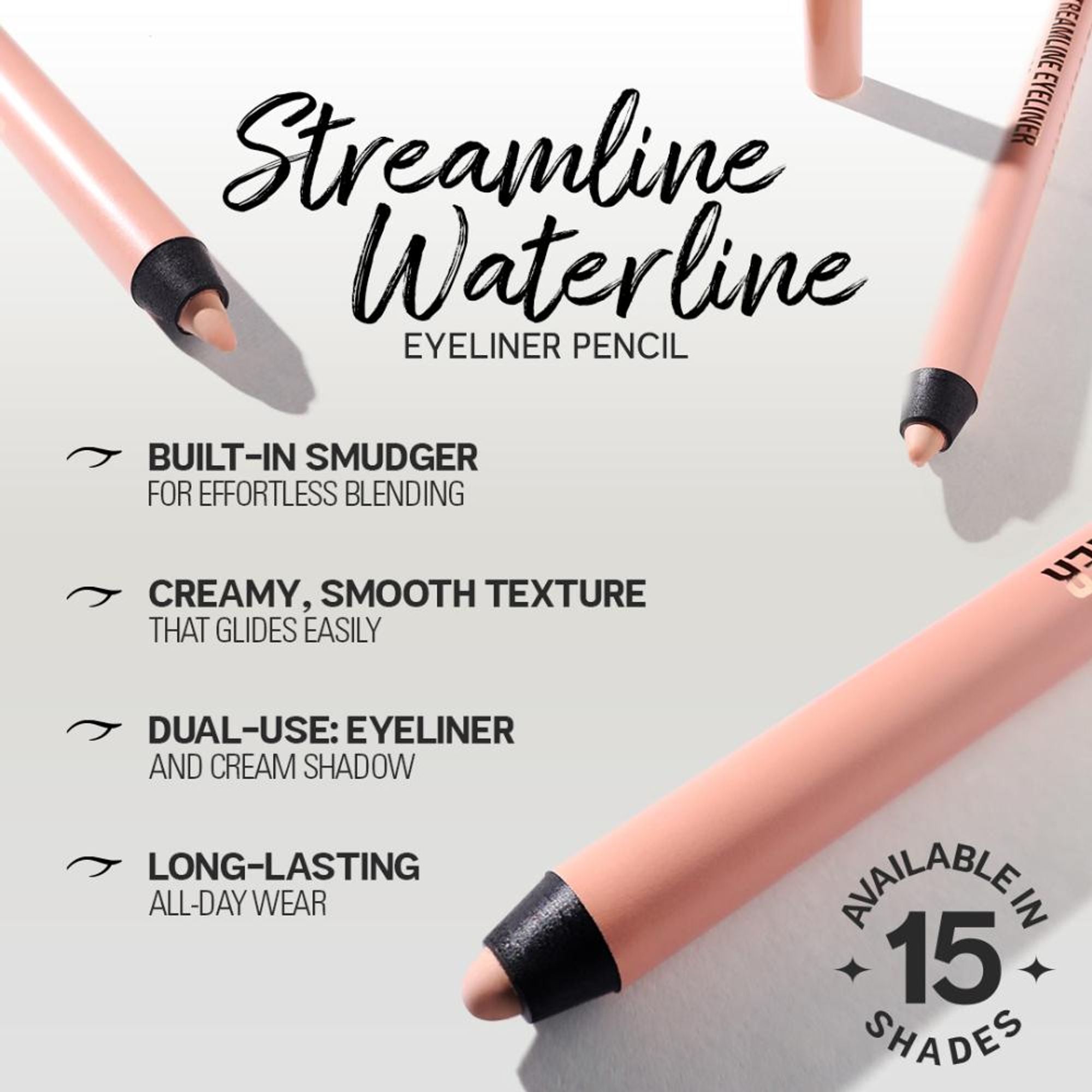 Makeup Revolution Streamline Waterline Eyeliner Pencil-Ultra Creamy Smudge Proof Smokey Looks - White
