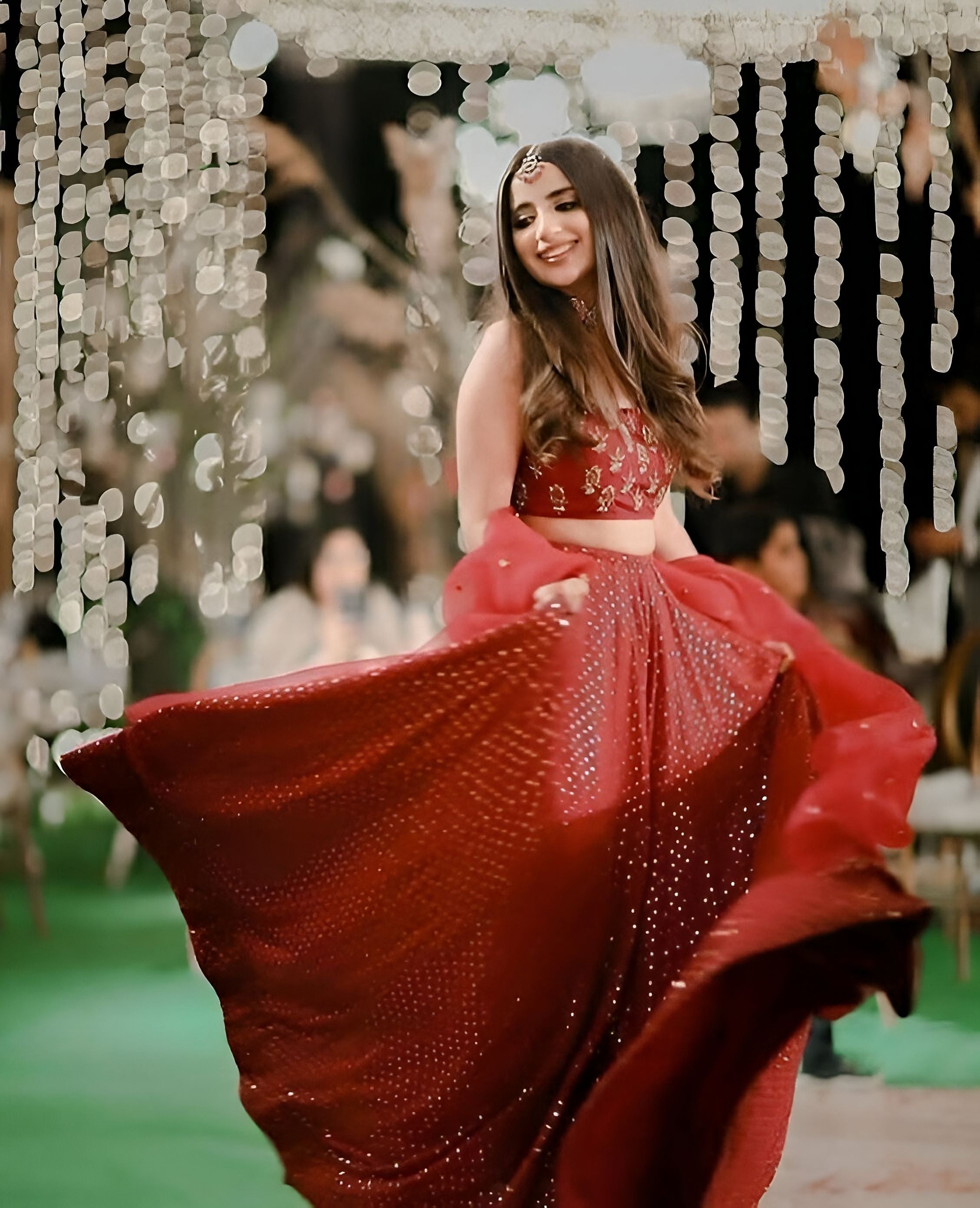 Aastha fashion red Lehenga Choli with faux georgette blouse fabric