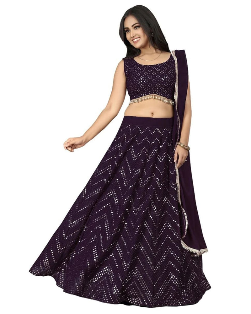 Aastha fashion Black Velvet lehanga blouse Zari, Dori and 3MM Sequence Embroidered - Prithvi Mart