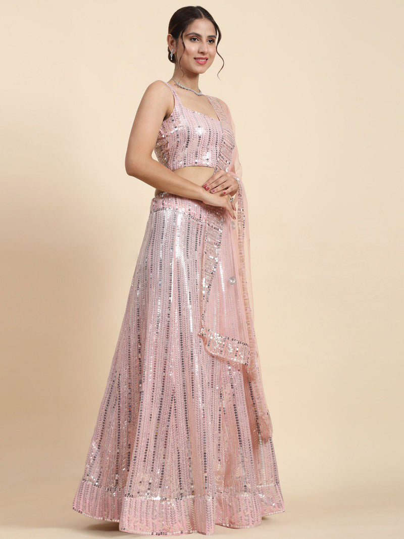 Aastha fashion off pink Lehenga Choli with faux georgette blouse fabric