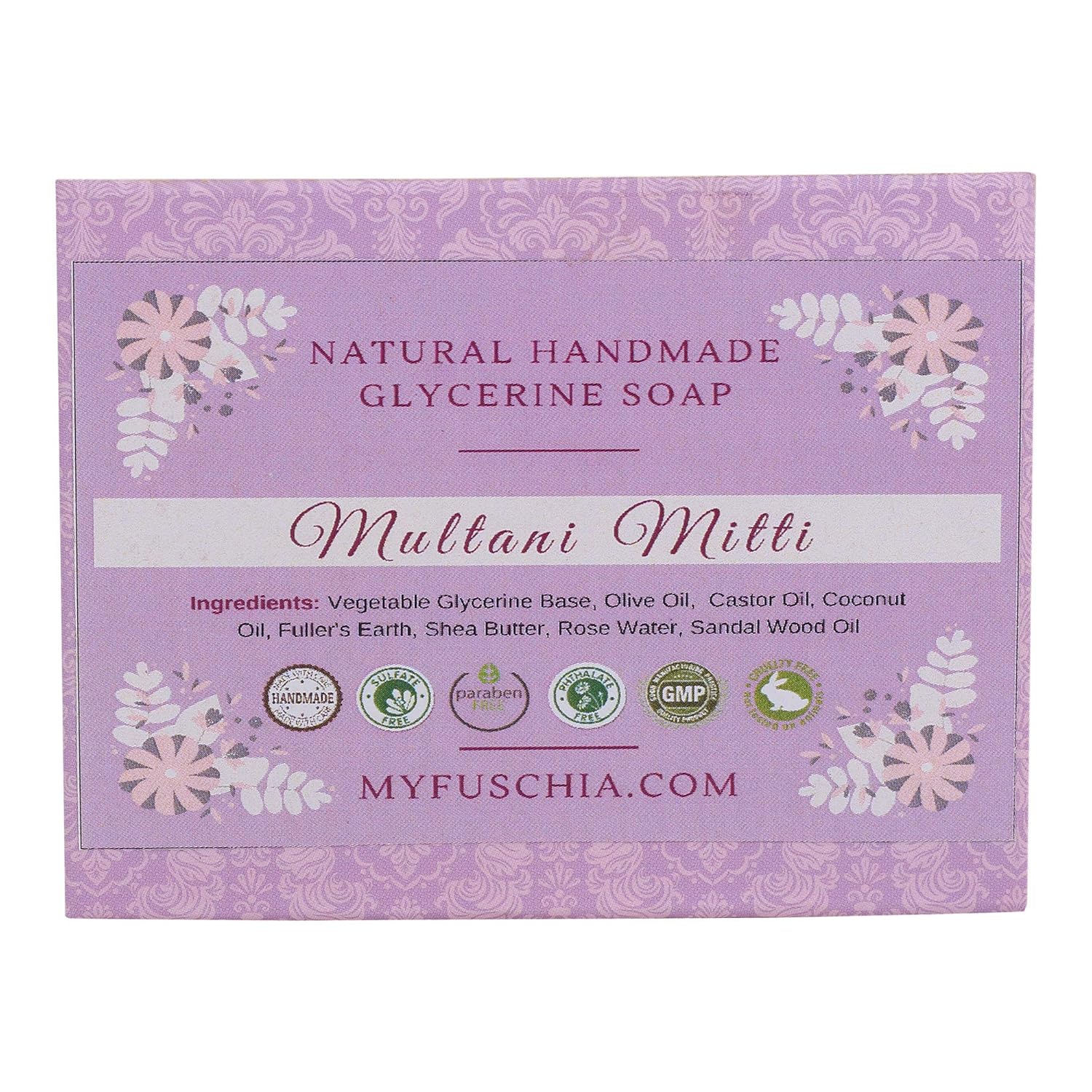 Fuschia Natural Handmade Herbal Soap, Multani Mitti