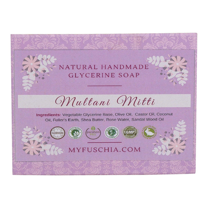 Fuschia Natural Handmade Herbal Soap, Multani Mitti