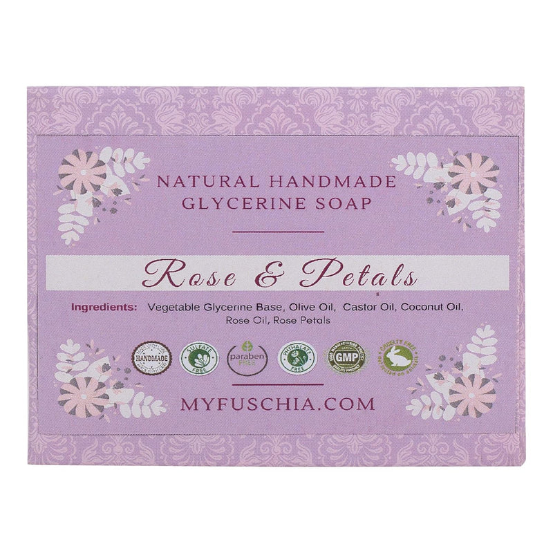 Fuschia Natural Handmade Herbal Soap, Rose And Petals