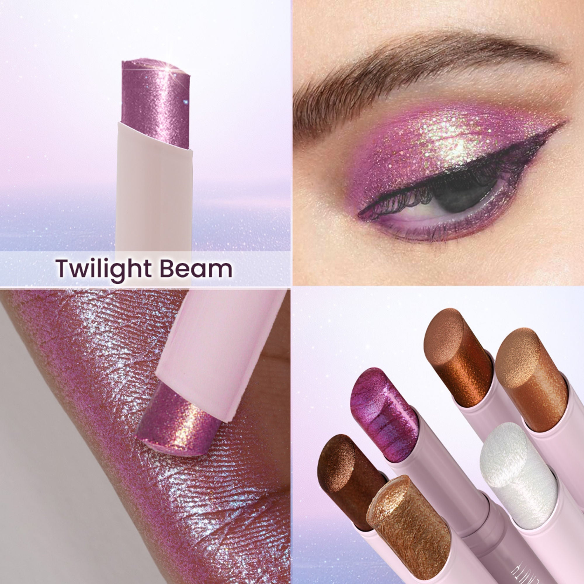 Swiss Beauty Jelly Verse Glow Eyeshadow Stick , Rich Color Payoff, Crease-Proof - Twilight Beam