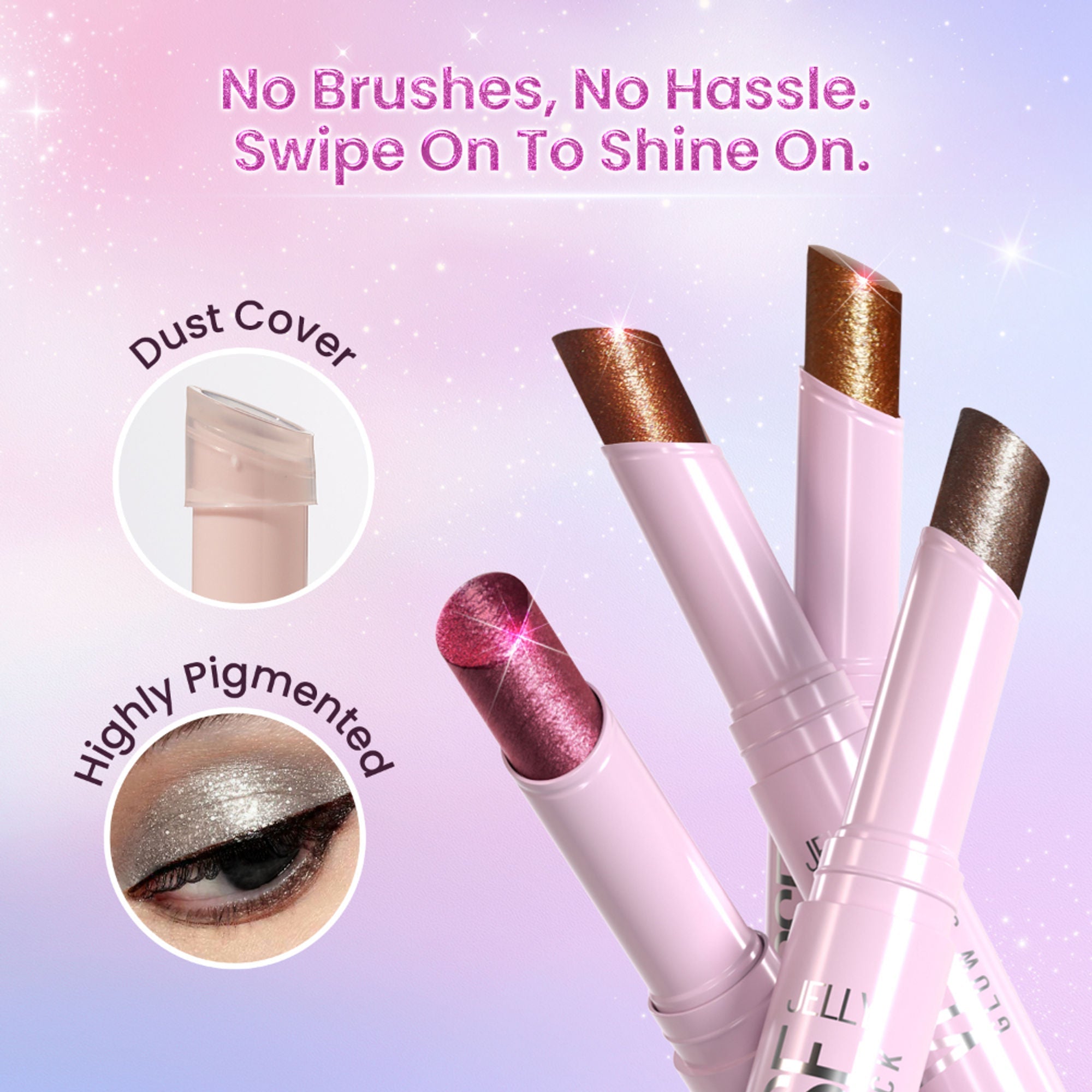 Swiss Beauty Jelly Verse Glow Eyeshadow Stick , Rich Color Payoff, Crease-Proof - Twilight Beam
