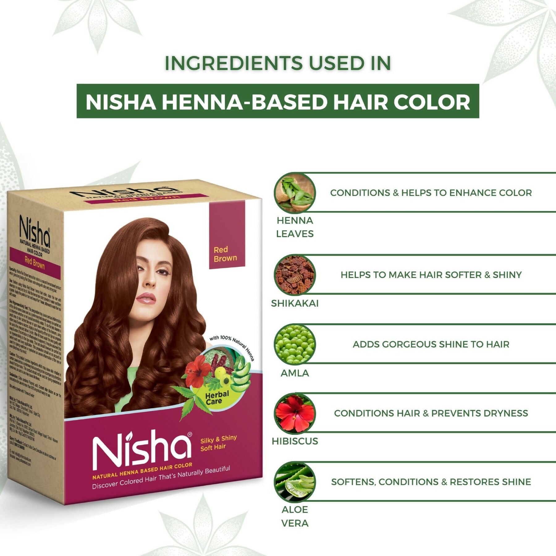Nisha Henna Based Hair Colour for Women & Men Red Brown