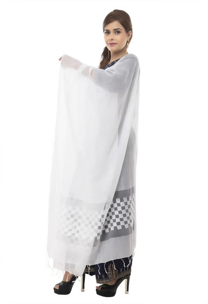 Mominos Fashion White Buta Cut Dupatta