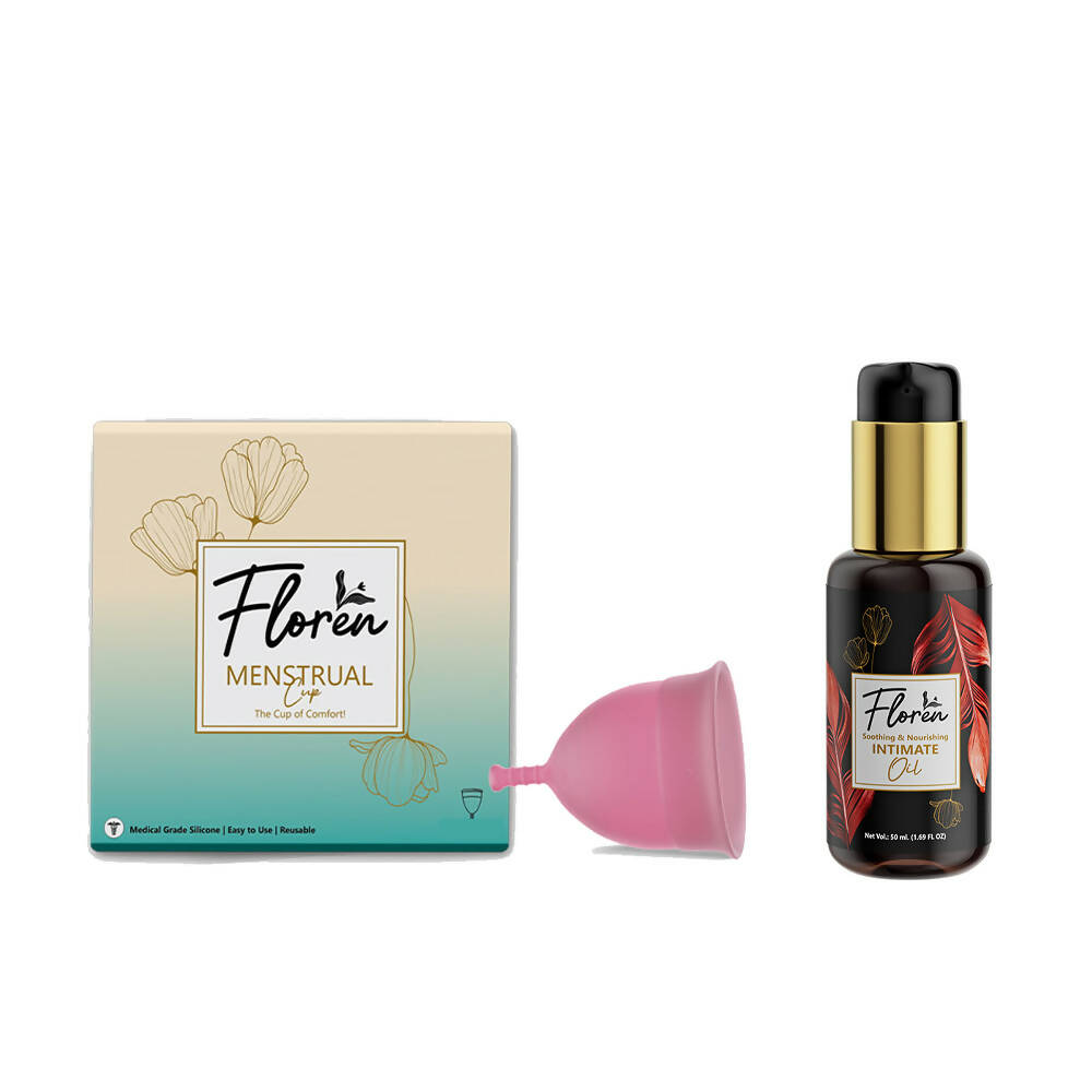 Floren Reusable Menstrual Cup with Intimate Oil for Women
