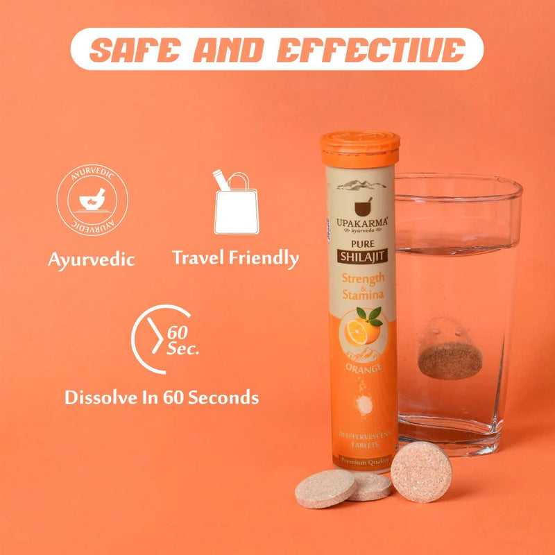 Upakarma Ayurveda Pure Sj Effervescent Tablets - Orange -20 tabs