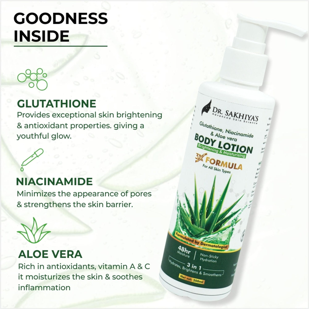 Dr.Sakhiya Body Lotion With Glutathione, Niacinamide & Aloe Vera