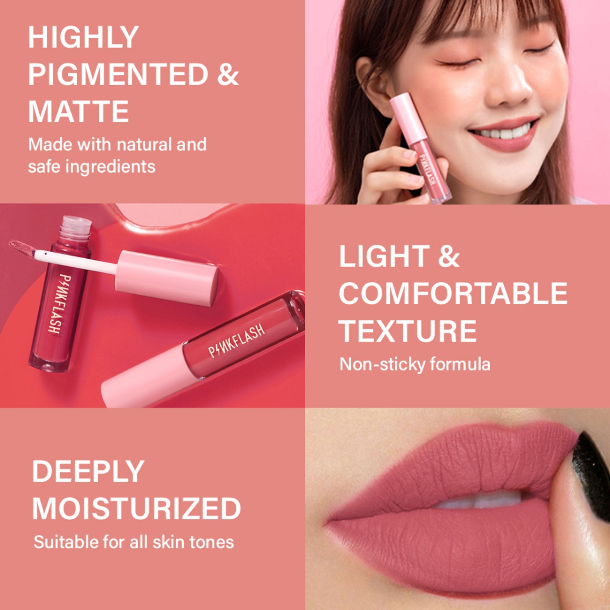 PINKFLASH Melting Matte Lip Cream - N04 Flamingos