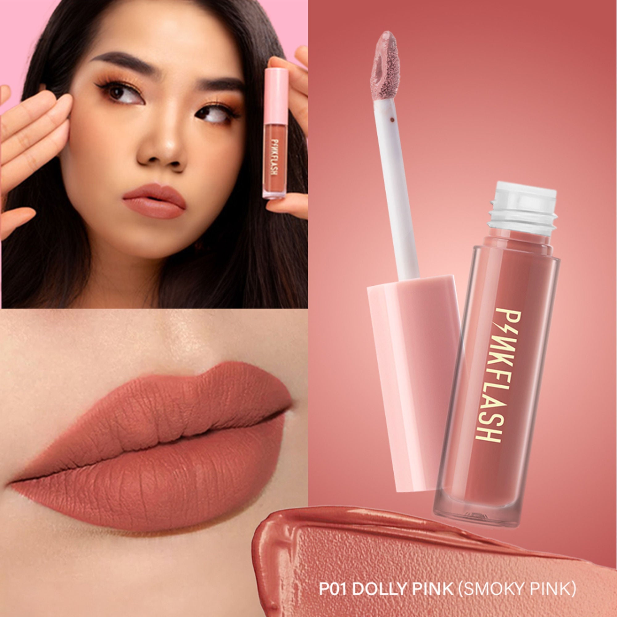 PINKFLASH Melting Matte Lip Cream - P01 Dolly Pink