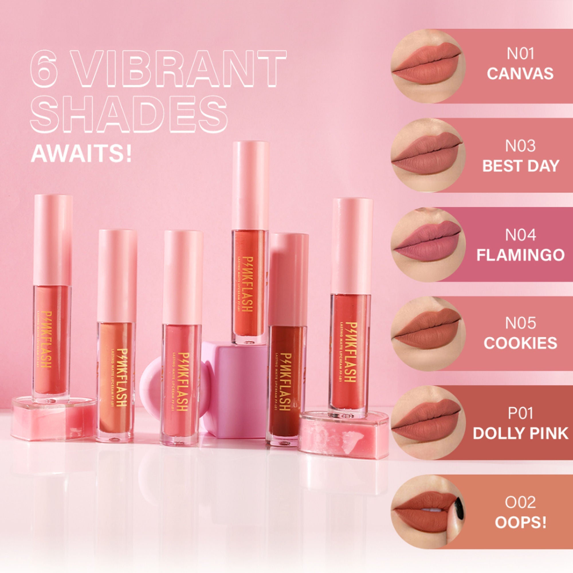 PINKFLASH Melting Matte Lip Cream - P01 Dolly Pink