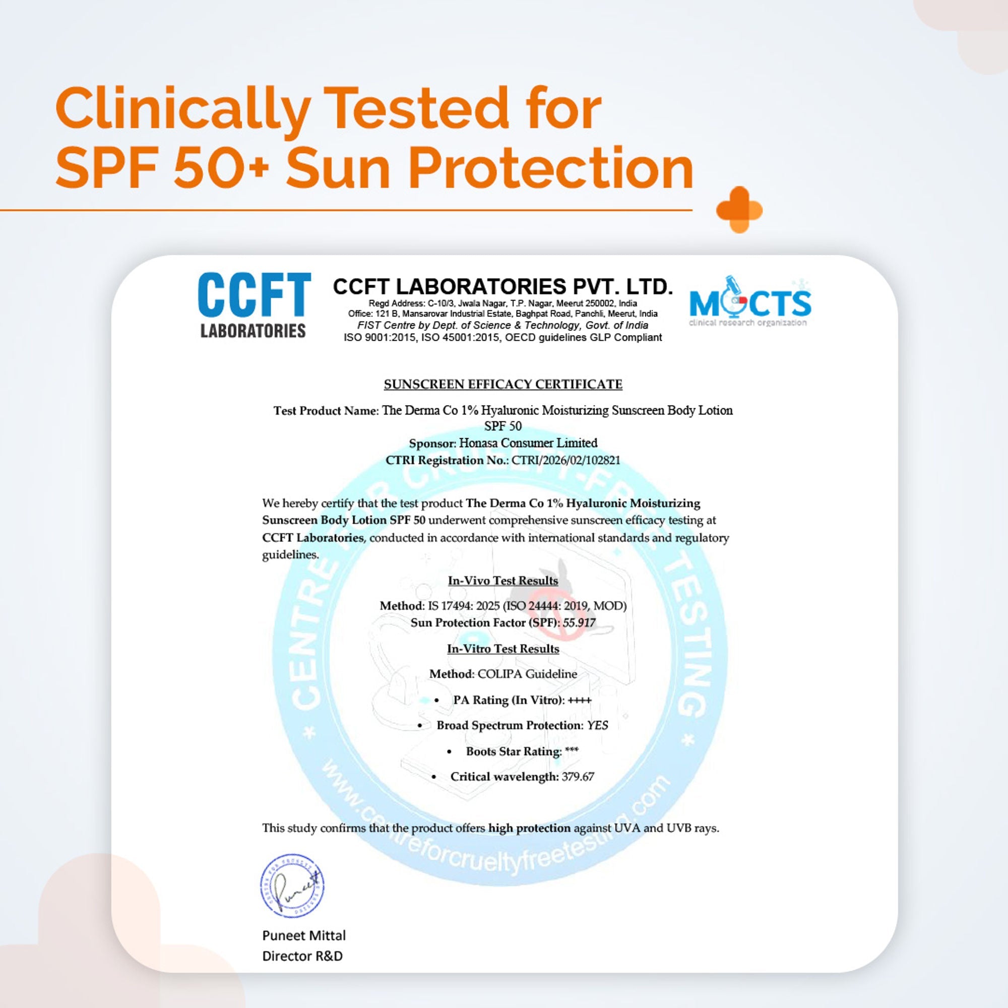 The Derma Co 1% Hyaluronic Moisturizing Sunscreen Body Lotion SPF 50 PA++++