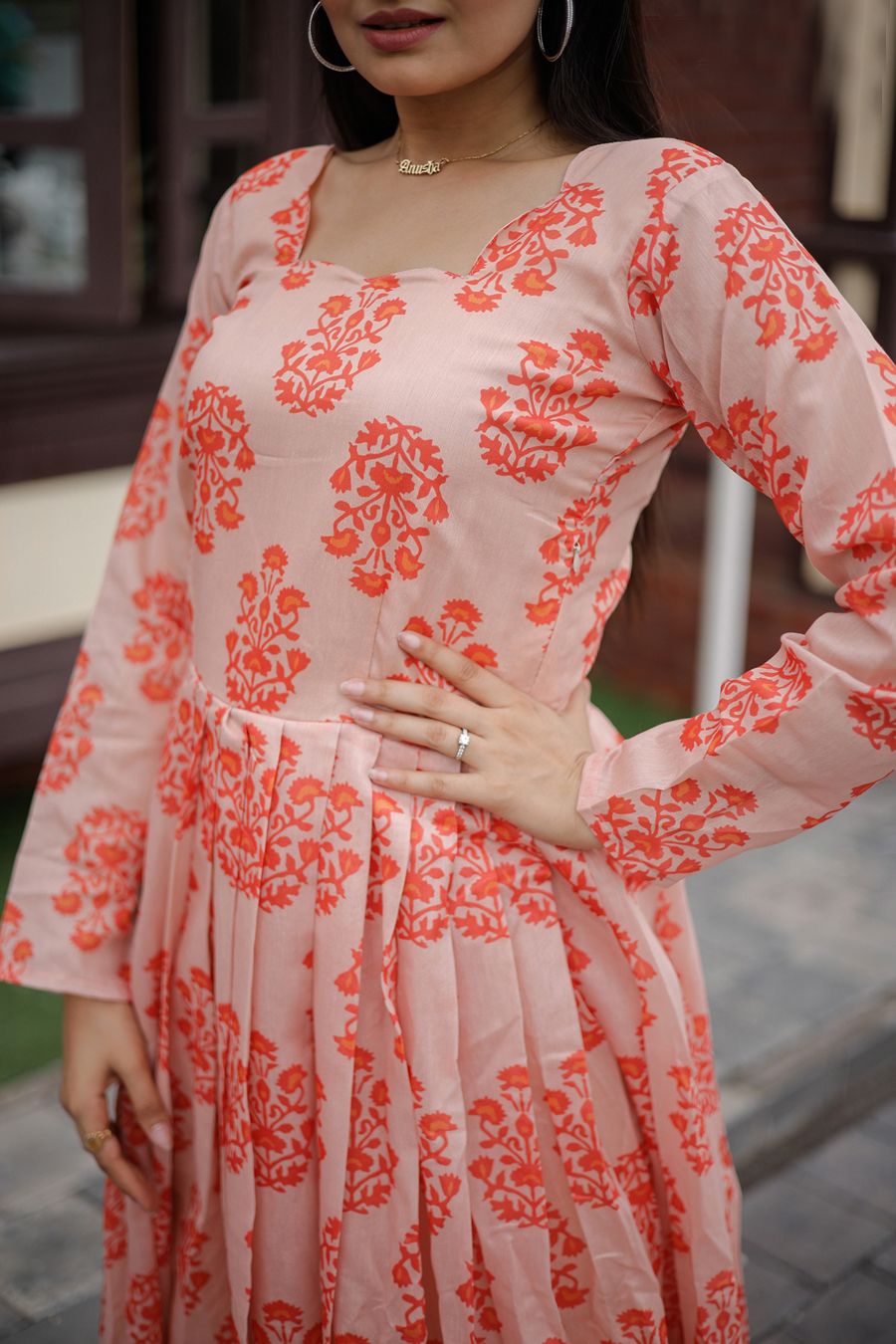 Aastha Multi Pure Chanderi with Gown fabric Heavy Digital Print