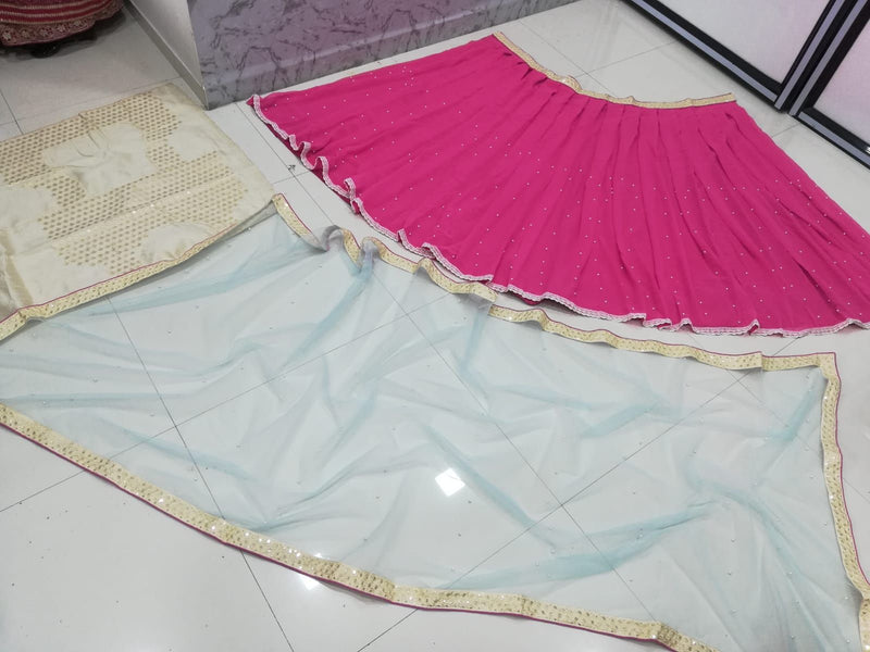 Aastha fashion multi faux georgette lehanga blouse fabric embroidery work