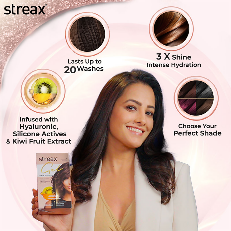 Streax Gel No Ammonia 100% Grey Coverage Hair Color - Natural Brown 4