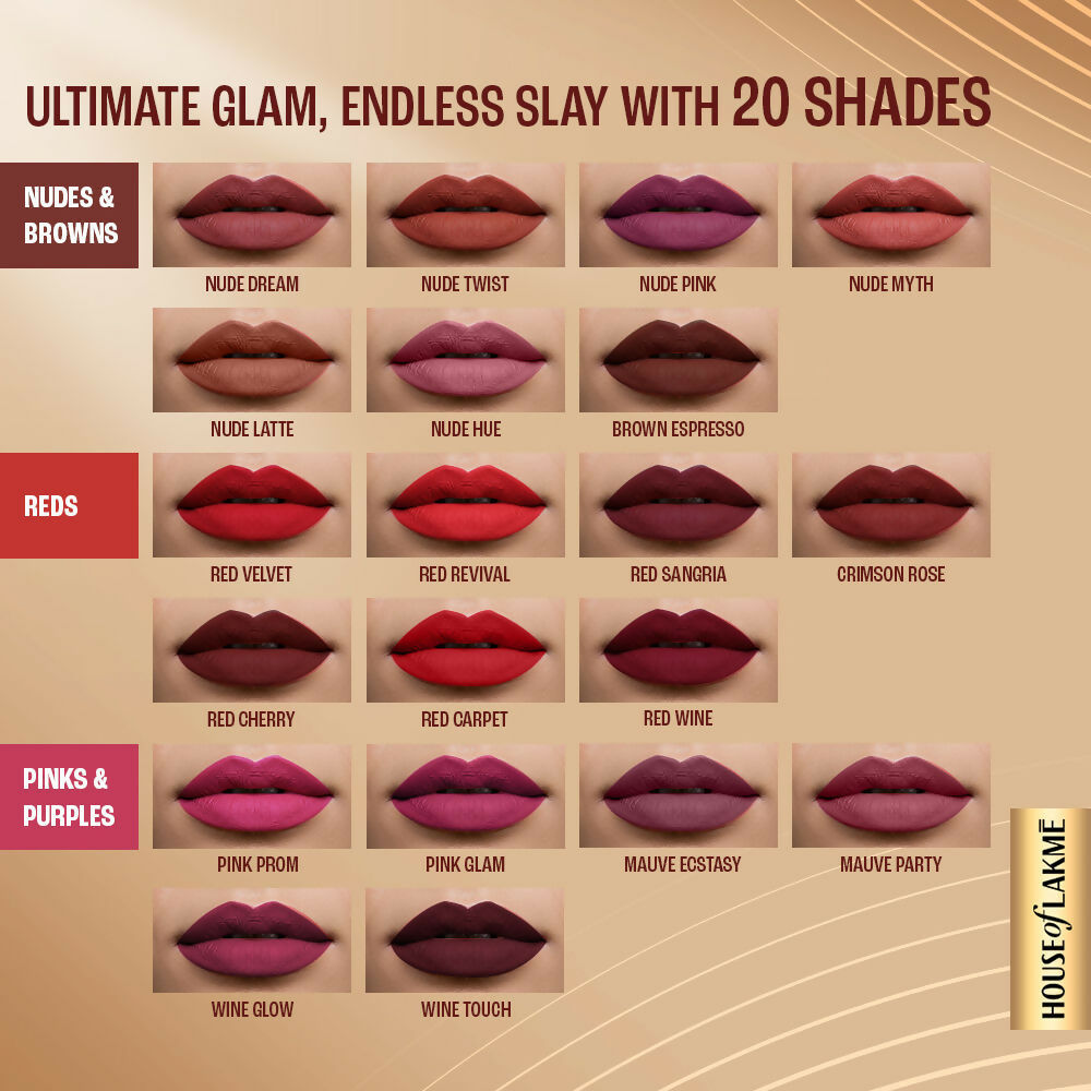 Lakme Ultimate Glam Matte Liquid Lipstick - Red Sangria