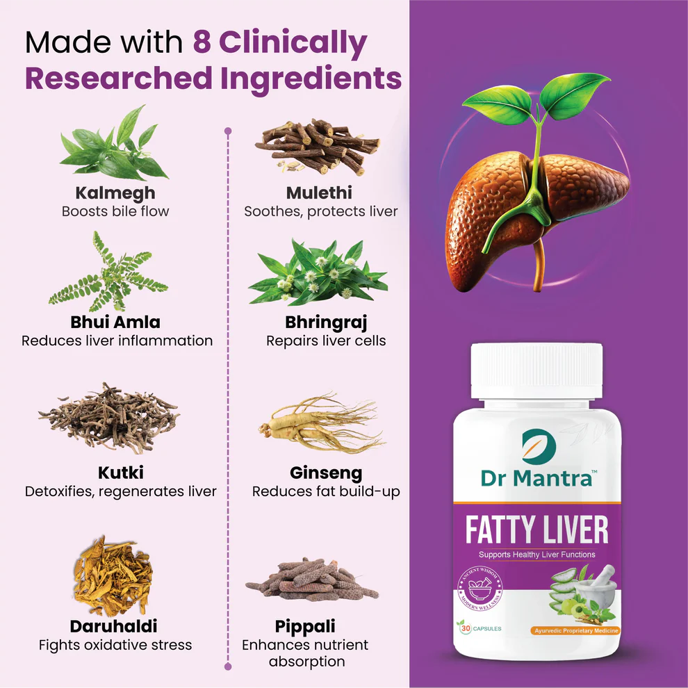 Dr Mantra Ayurvedic Fatty Liver Capsules for Healthy Liver| 30 Capsules