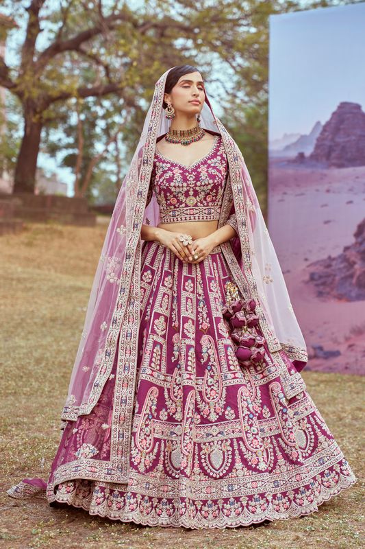 Aastha fashion Purple Slik lehanga blouse Sequinned Work