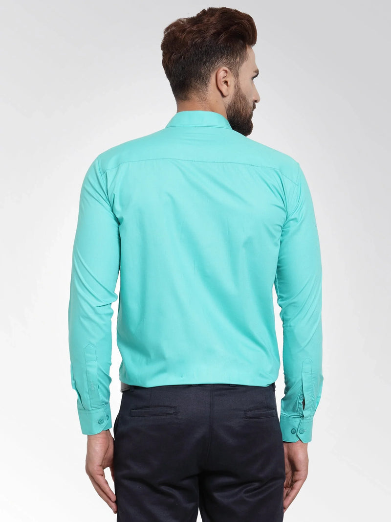 Jainish Men's Cotton Solid Aqua Blue Formal Shirt's ( SF 361Aqua )