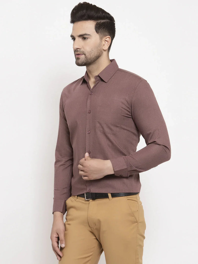 Jainish Men's Cotton Solid Brown Formal Shirt's ( SF 361Brown )