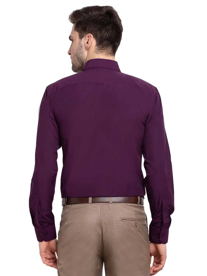 Jainish Men's Cotton Solid Burgundy Purple Formal Shirt's ( SF 361Burgundy )