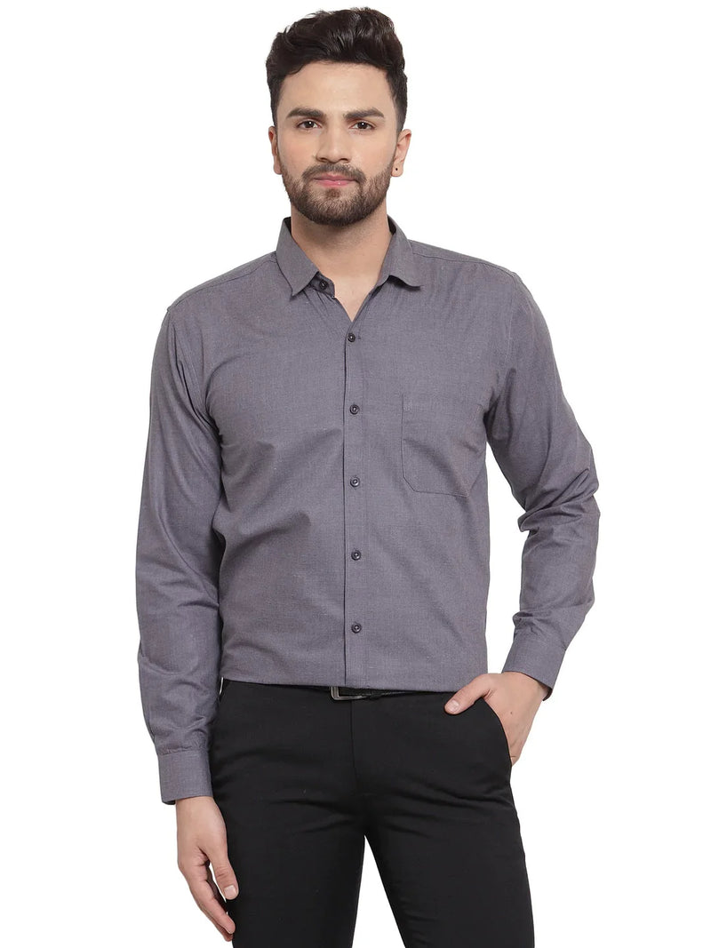 Jainish Men's Cotton Solid Charcoal Grey Formal Shirt's ( SF 361Charcoal )