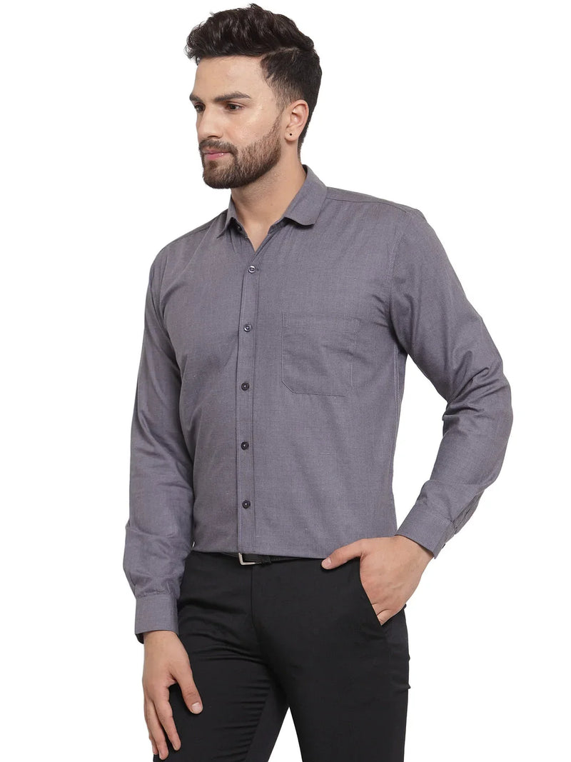 Jainish Men's Cotton Solid Charcoal Grey Formal Shirt's ( SF 361Charcoal )