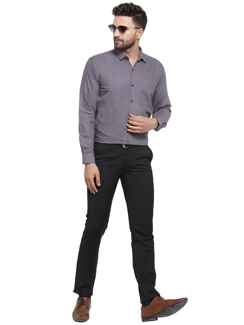 Jainish Men's Cotton Solid Charcoal Grey Formal Shirt's ( SF 361Charcoal )