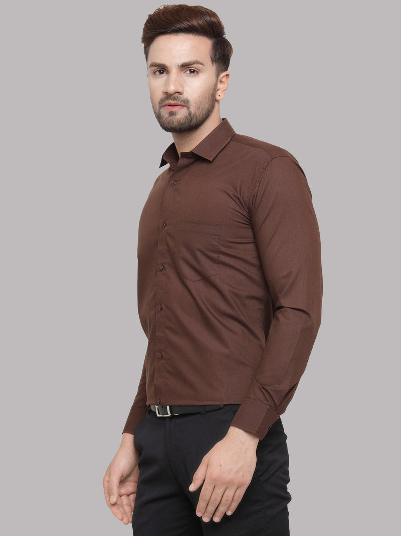 Indian Needle Men's Cotton Solid Coffee Formal Shirt's