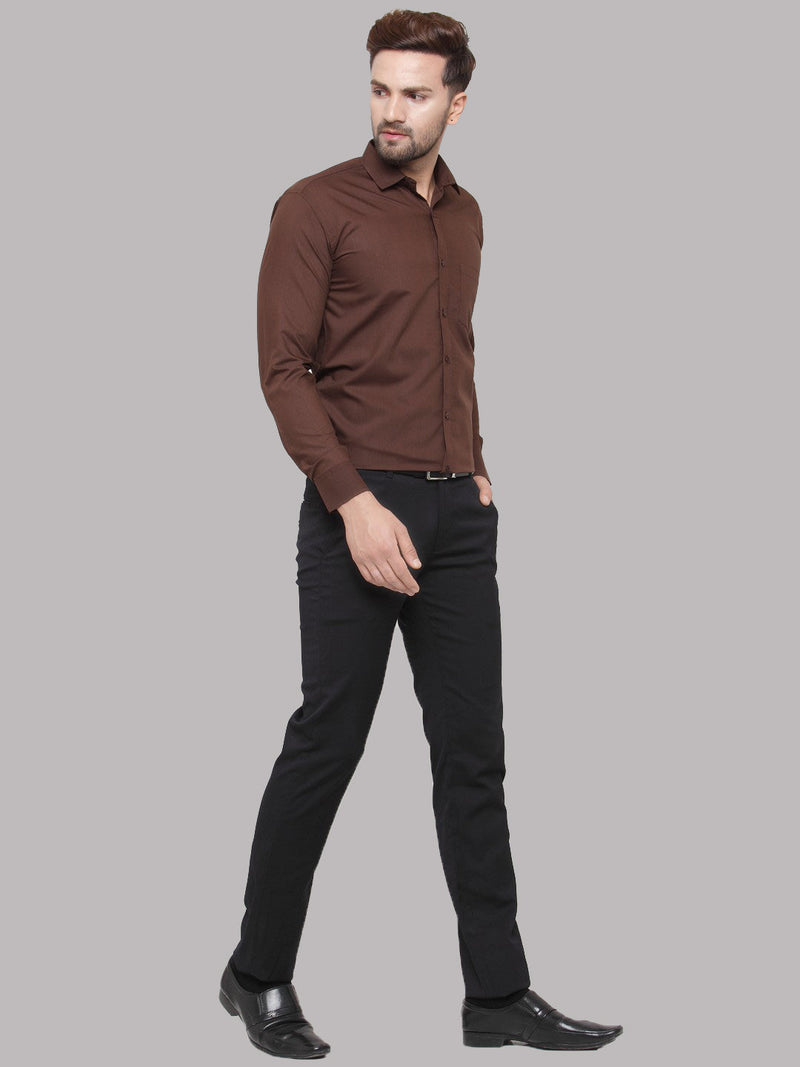 Indian Needle Men's Cotton Solid Coffee Formal Shirt's