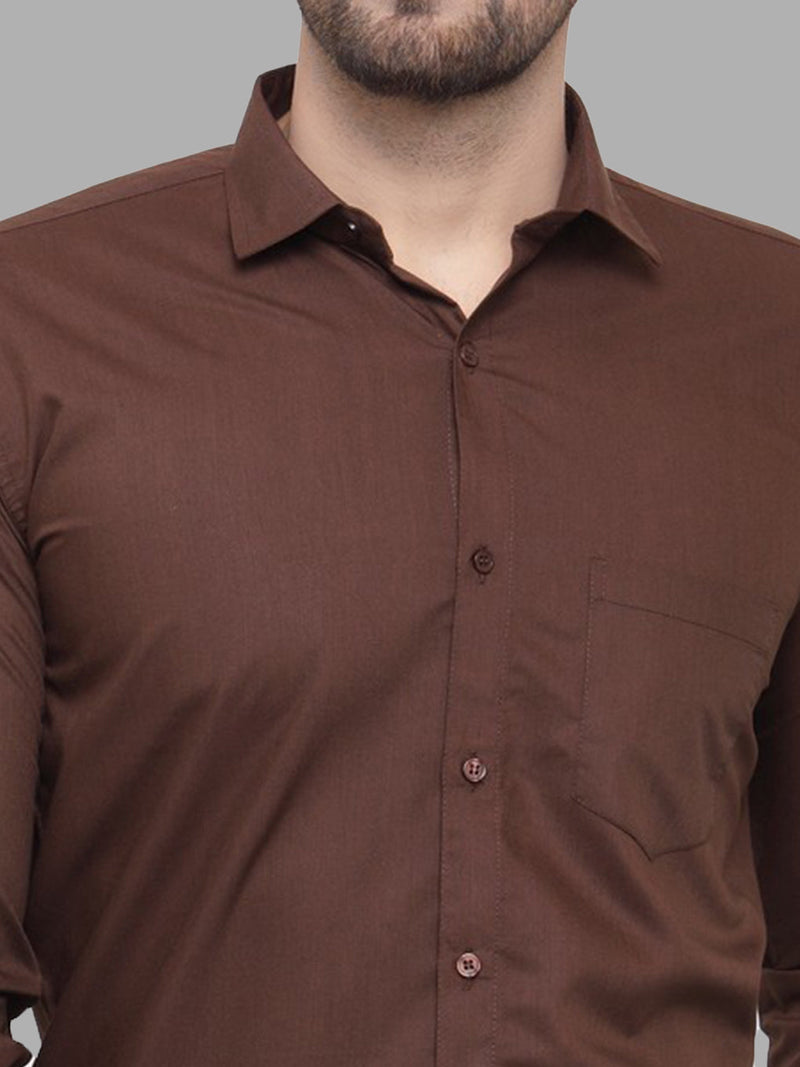 Indian Needle Men's Cotton Solid Coffee Formal Shirt's