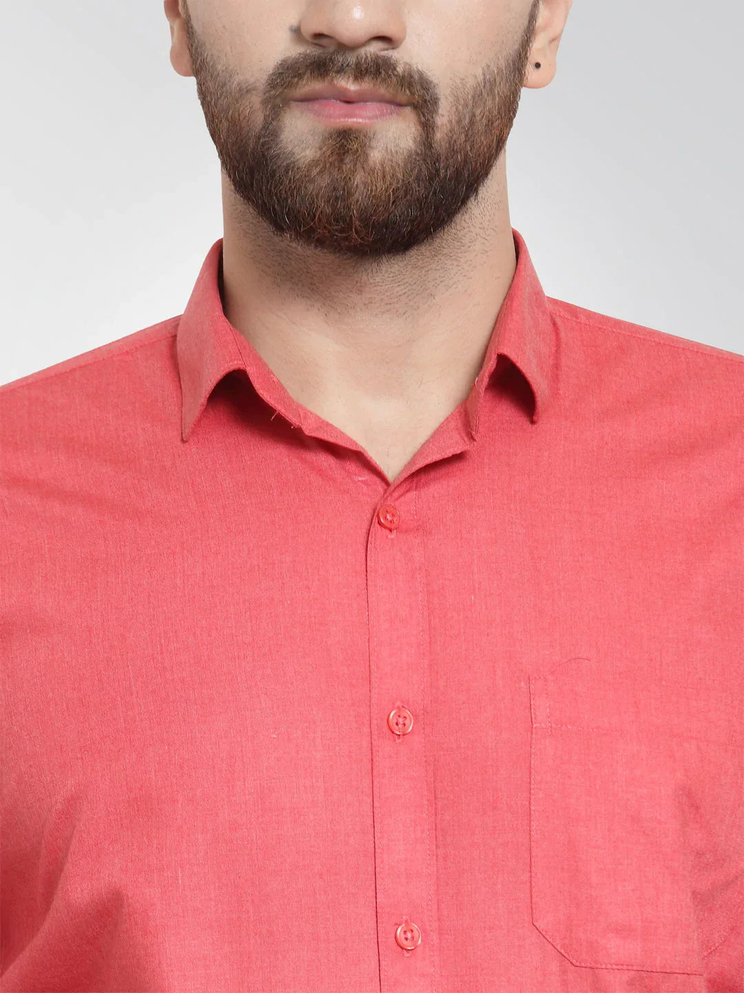 Jainish Men's Cotton Solid Desire Orange Formal Shirt's ( SF 361Desire )