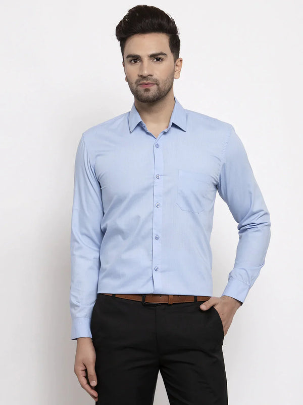 Jainish Men's Cotton Solid Firozi Blue Formal Shirt's ( SF 361Firozi )