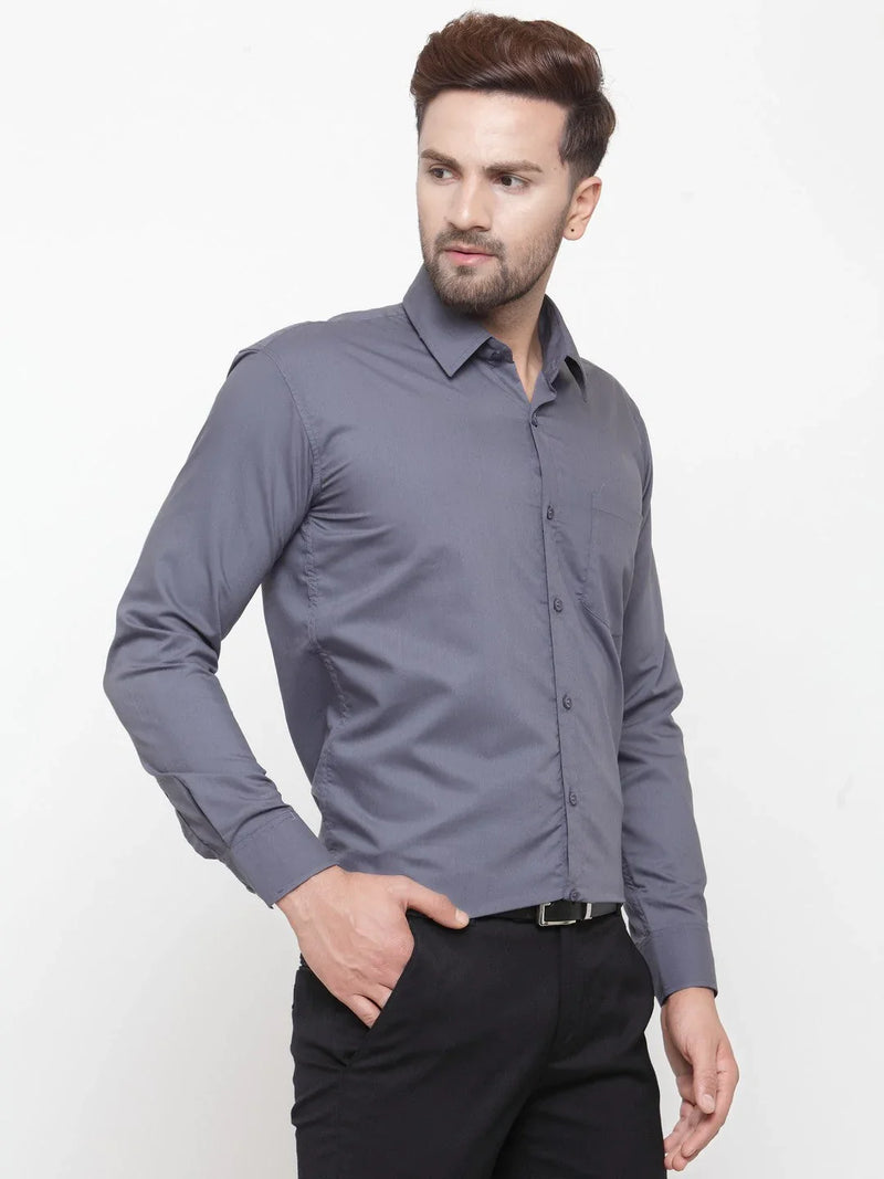 Jainish Men's Cotton Solid Grey Formal Shirt's ( SF 361Grey )