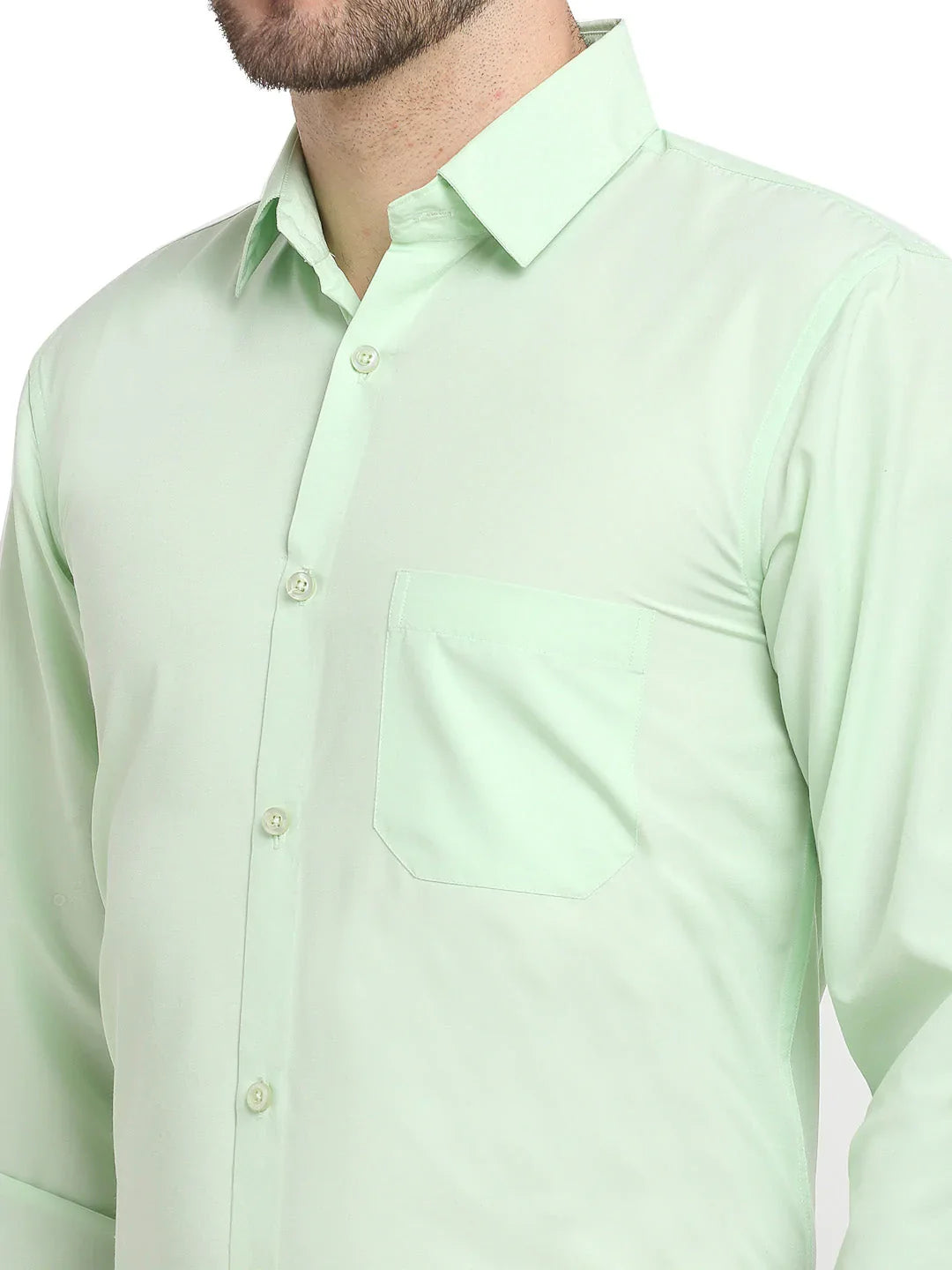 Jainish Men's Cotton Solid Light Green Formal Shirt's ( SF 361Light-Green )