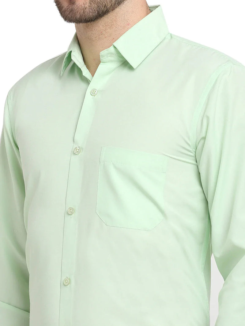 Jainish Men's Cotton Solid Light Green Formal Shirt's ( SF 361Light-Green )