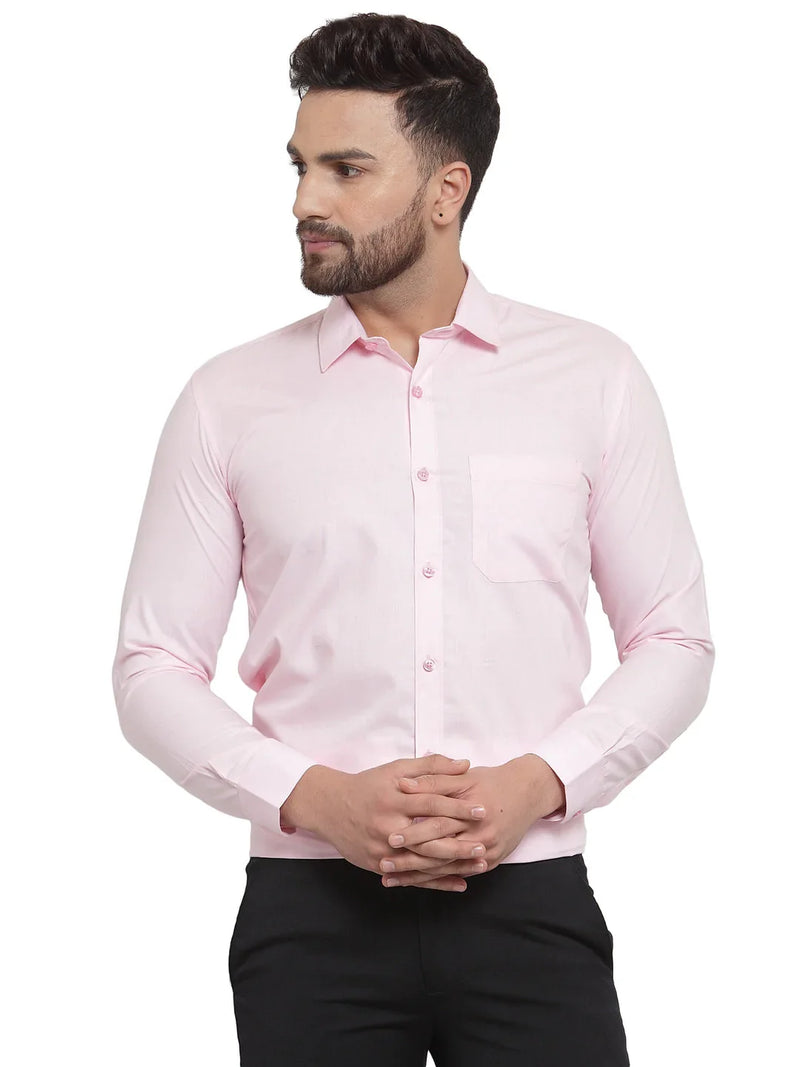 Jainish Men's Cotton Solid Light Pink Formal Shirt's ( SF 361Light-Pink )