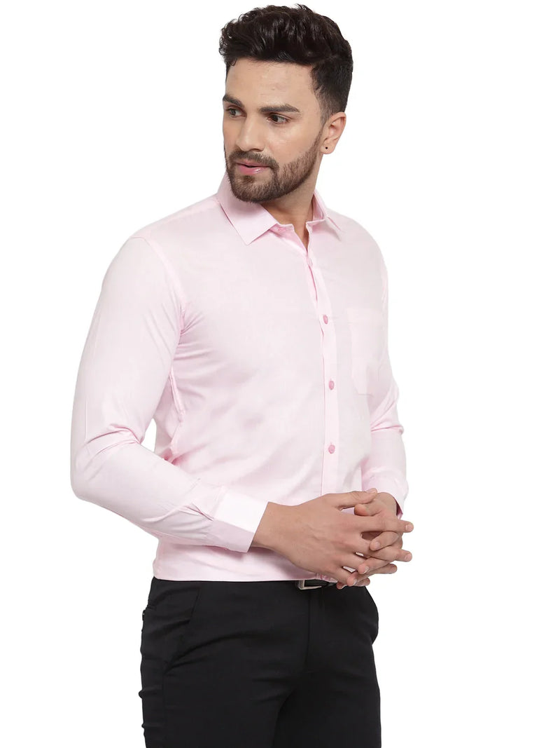 Jainish Men's Cotton Solid Light Pink Formal Shirt's ( SF 361Light-Pink )