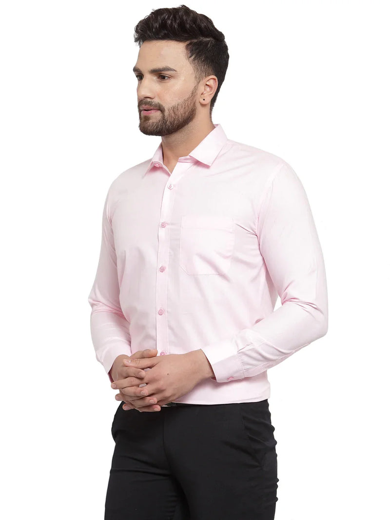 Jainish Men's Cotton Solid Light Pink Formal Shirt's ( SF 361Light-Pink )