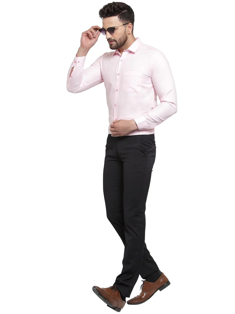 Jainish Men's Cotton Solid Light Pink Formal Shirt's ( SF 361Light-Pink )