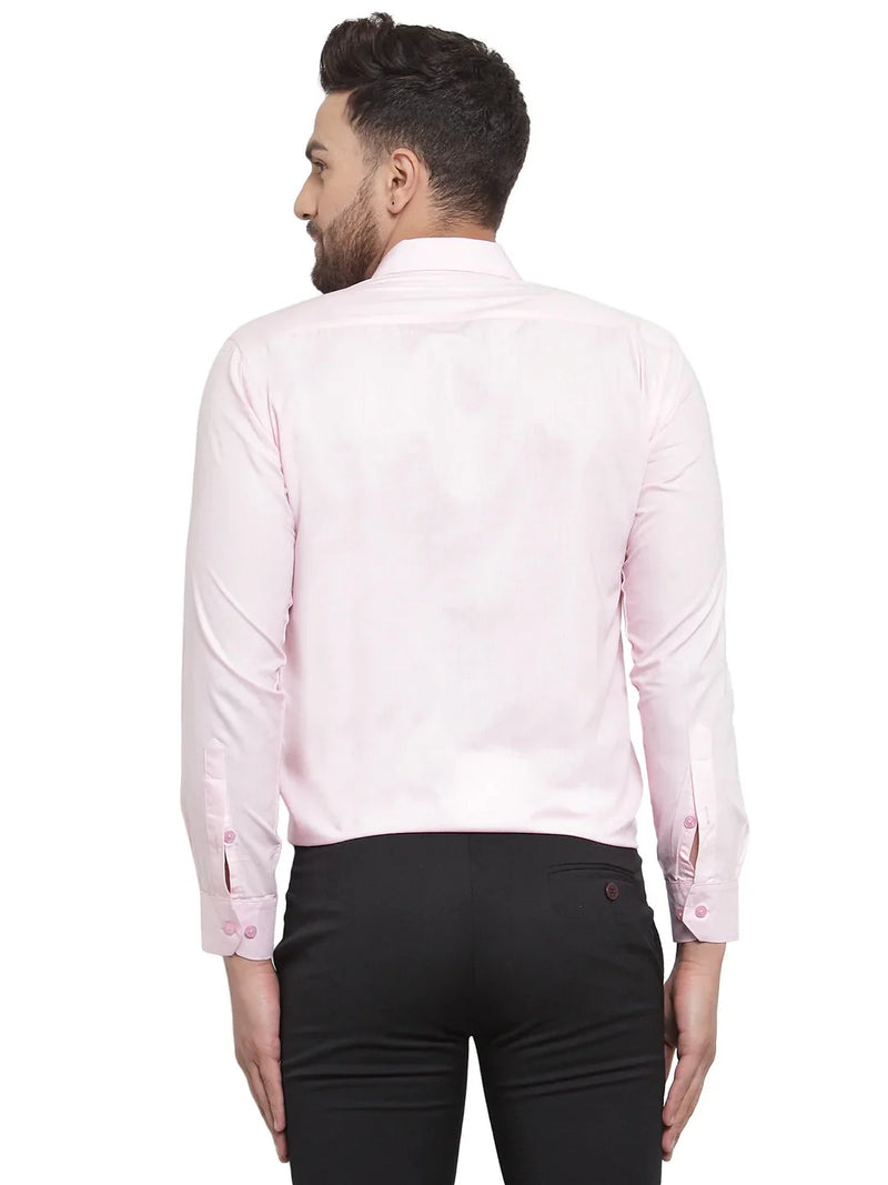 Jainish Men's Cotton Solid Light Pink Formal Shirt's ( SF 361Light-Pink )