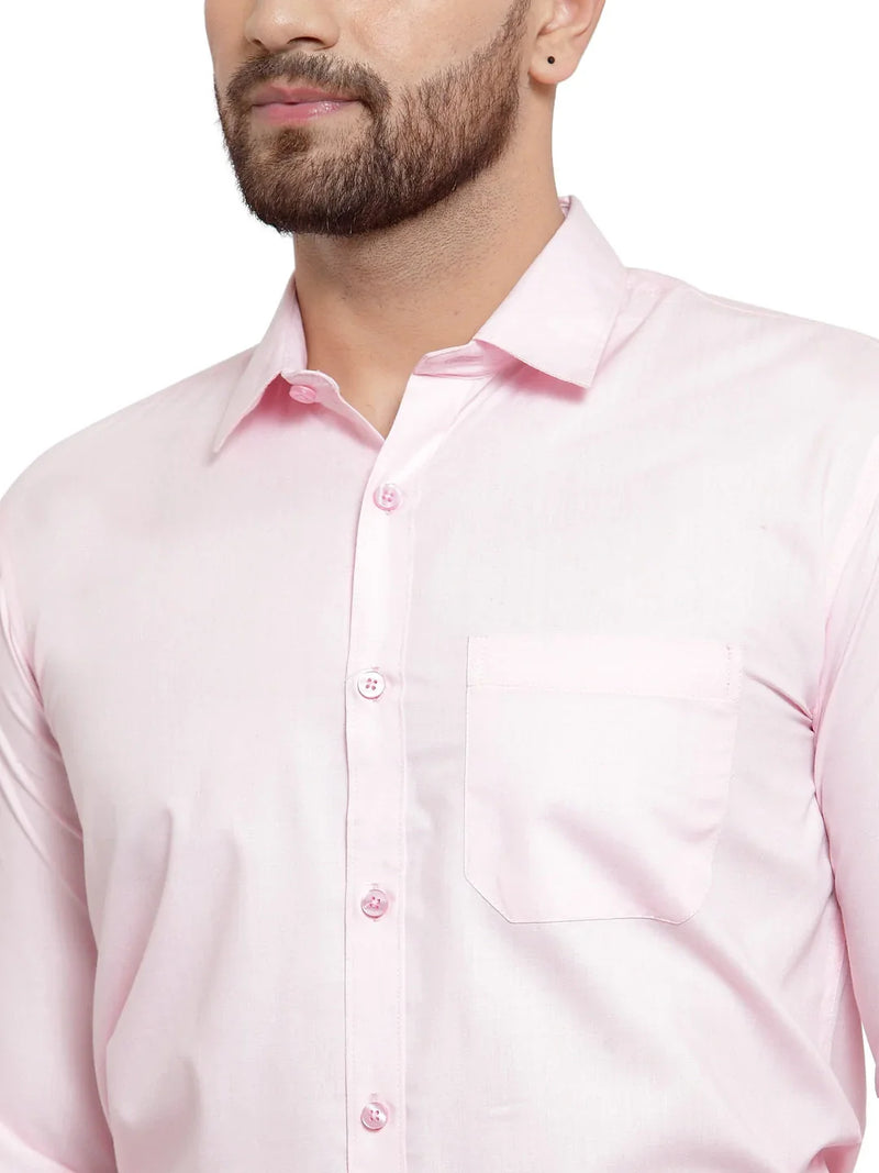 Jainish Men's Cotton Solid Light Pink Formal Shirt's ( SF 361Light-Pink )