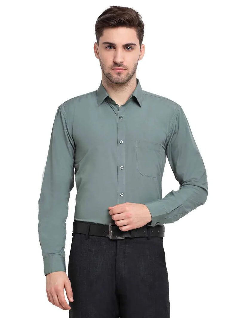 Jainish Men's Cotton Solid Pista Green Formal Shirt's ( SF 361Pista )