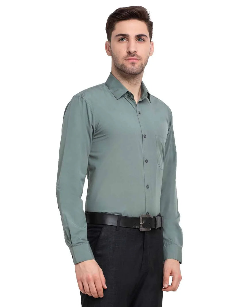 Jainish Men's Cotton Solid Pista Green Formal Shirt's ( SF 361Pista )