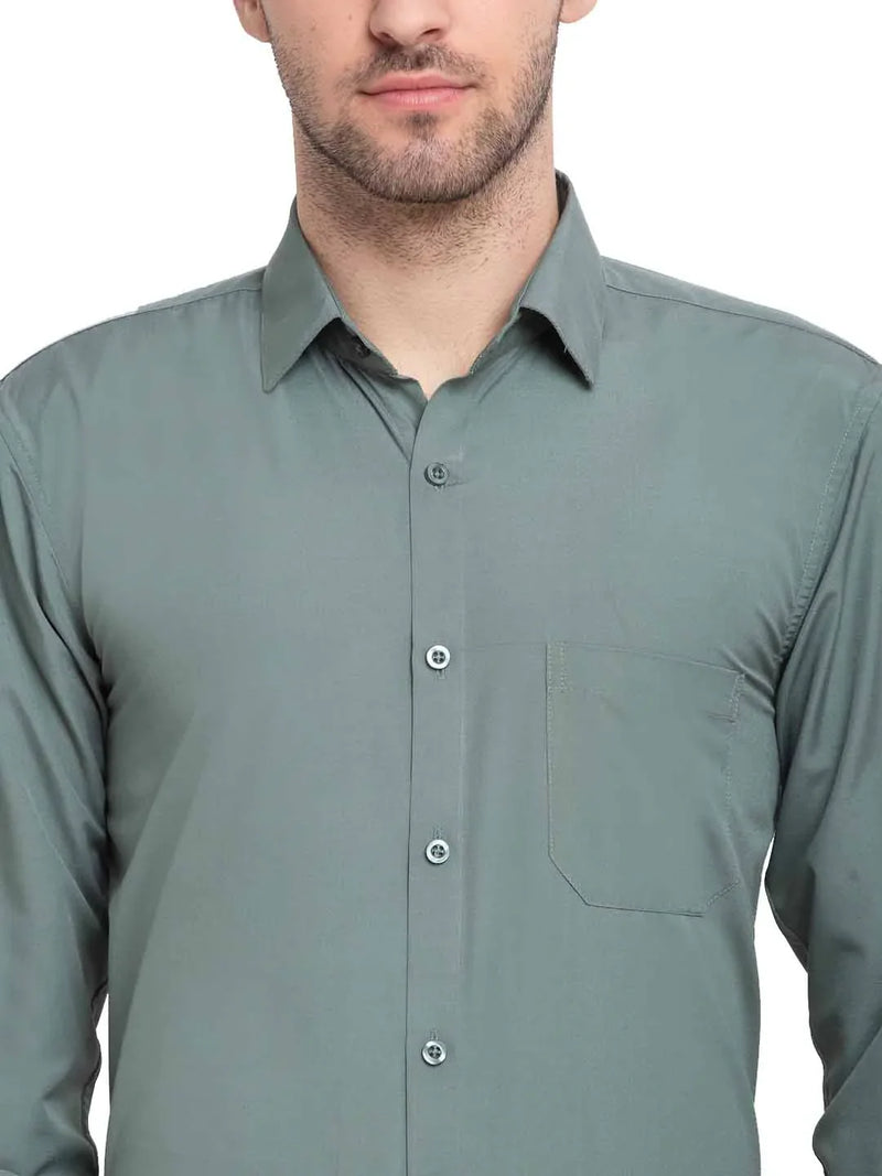 Jainish Men's Cotton Solid Pista Green Formal Shirt's ( SF 361Pista )